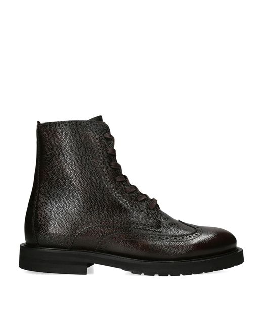 Kurt Geiger Black Leather Bates Brogue Ankle Boots for men