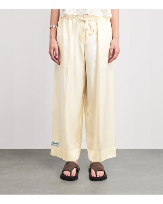 Sandro Natural Satin Wide-Leg Trousers