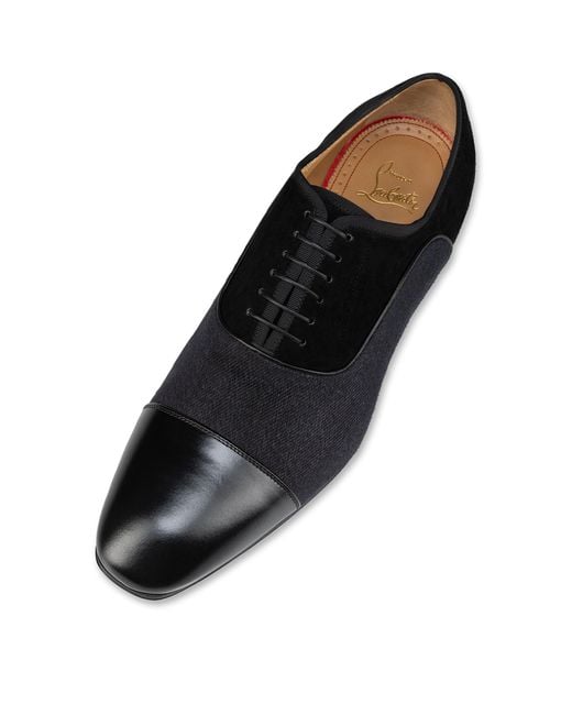 Christian Louboutin Black Leather-wool Greggo Oxford Shoes for men
