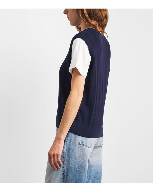 Sandro Blue Pointelle Layered Sweater
