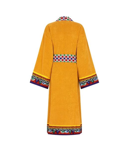 Dolce & Gabbana Yellow Terry Cotton Caretto Robe