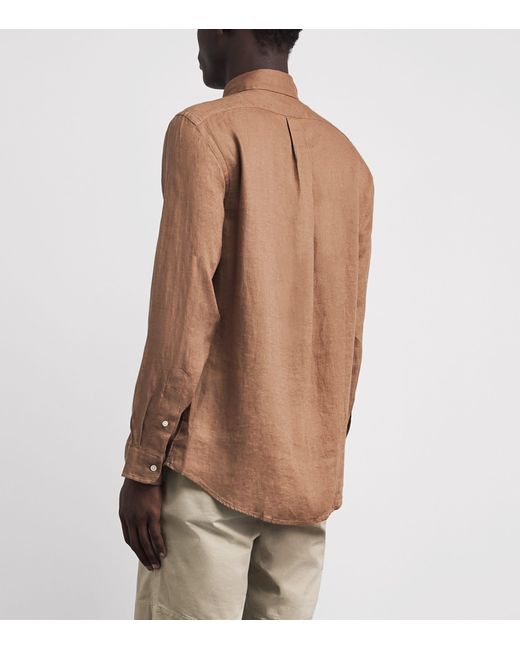 Polo Ralph Lauren Brown Linen Custom-Fit Shirt for men