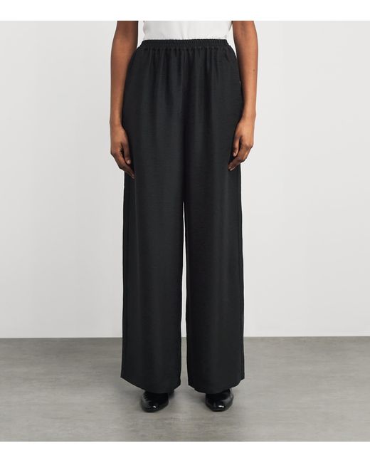 Eskandar Black Silk Flared Trousers