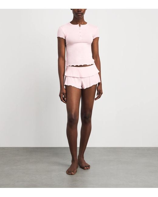 Skims Pink Sleep Short Pyjama Set