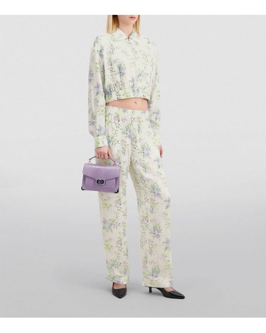 The Kooples Blue Floral Straight-leg Trousers