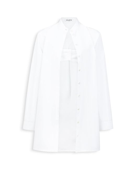 Alaïa White Cotton Poplin Shirt And Bralette