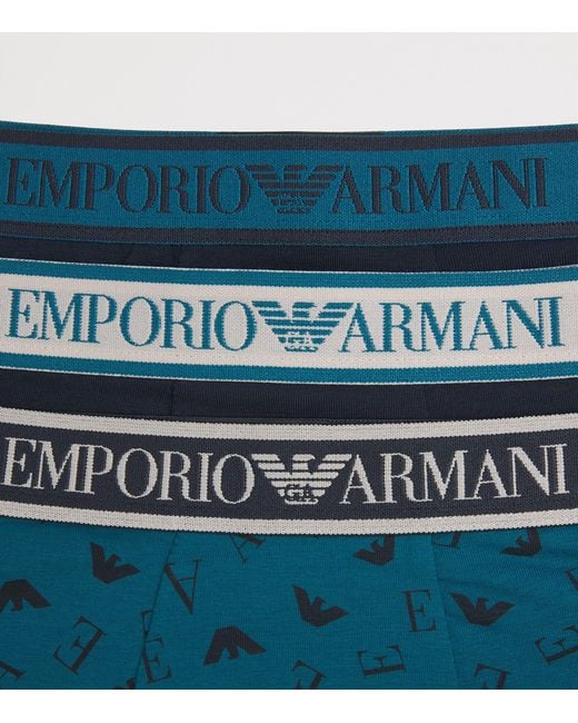 Emporio Armani Blue Stretch-Cotton Logo Boxer Briefs for men