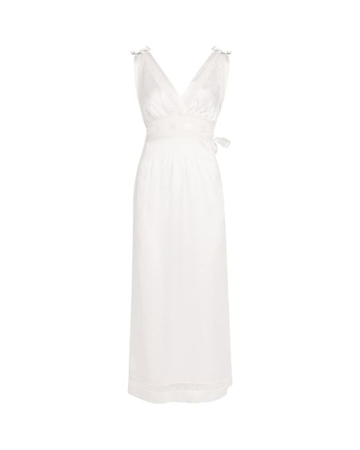 Loretta Caponi White Silk Paolina Nightgown
