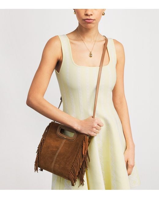 Maje Brown Suede Fringed M Top-Handle Bag