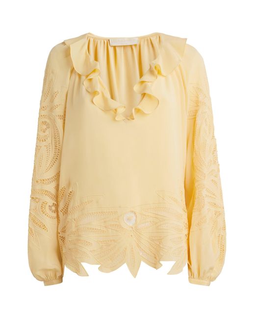 Ulla Johnson Metallic Silk Embroidered Adonis Blouse