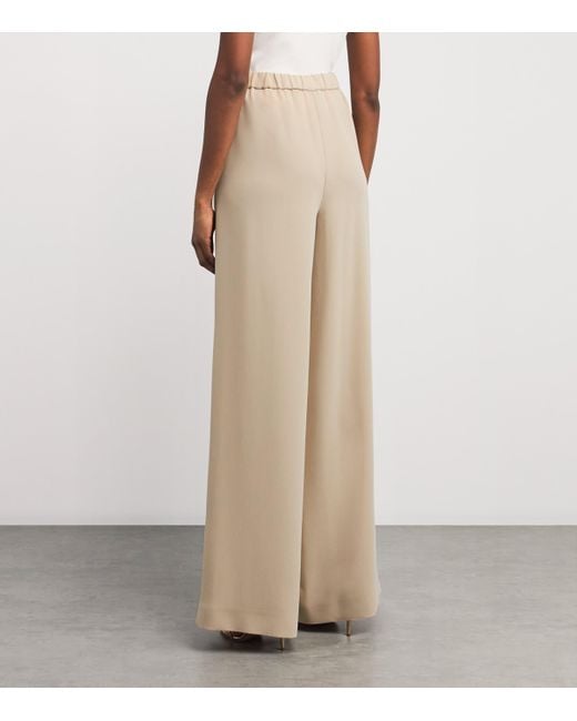 Max Mara Natural Cady Elasticated Wide-Leg Trousers