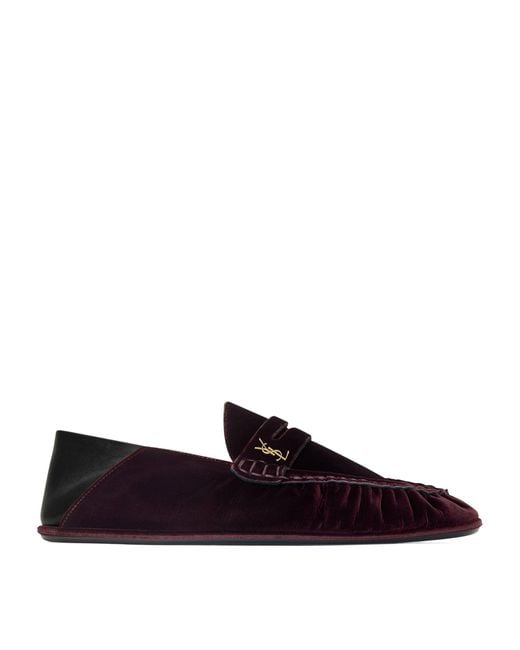 Saint Laurent Red Velvet Le Loafer Mules