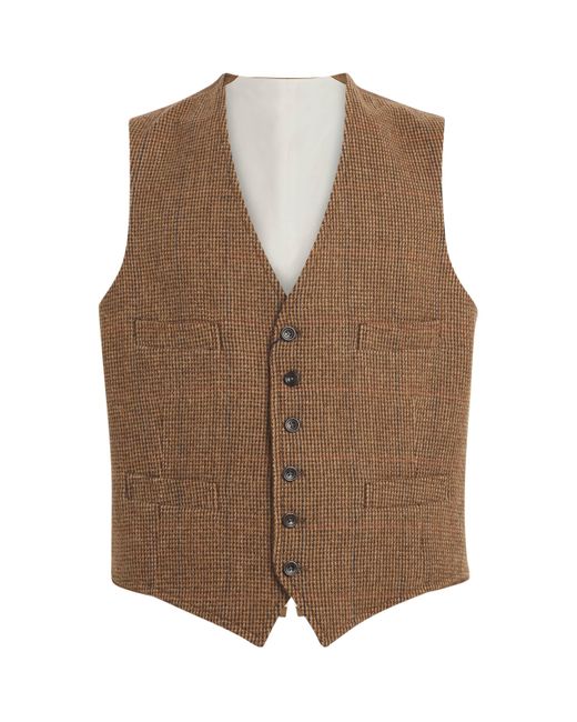 Polo Ralph Lauren Brown Wool Tick-Weave Tweed Waistcoat for men