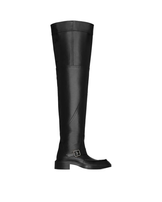 Saint Laurent Black Leather Joe Over-The-Knee Boots 25 for men