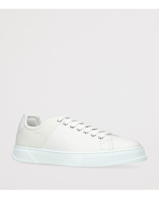 Ferragamo White Leather Clayton Sneakers for men