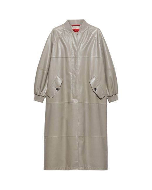 MAX&Co. Gray Leather Trench Coat