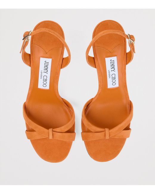 Jimmy Choo Orange Elsy 70 Leather Heeled Sandals
