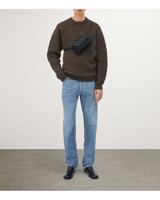 Bottega Veneta Black Leather Diago Belt Bag for men