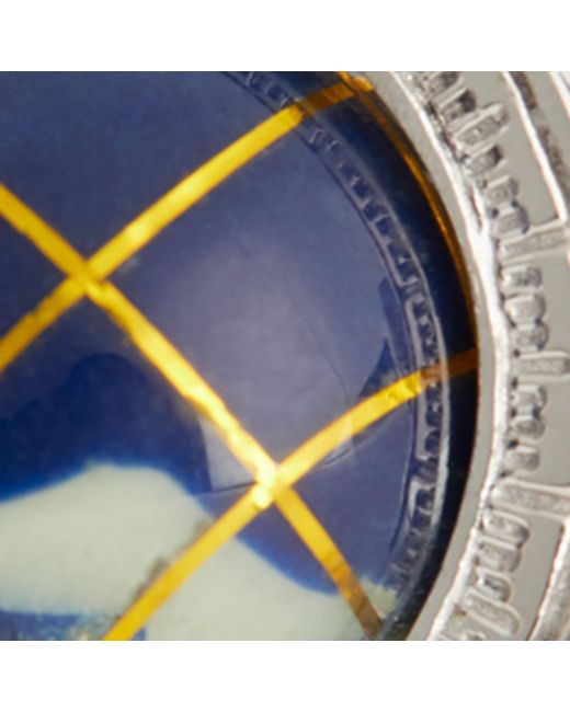 Tateossian Natural Sterling And Lapis Lazuli Globe Cufflinks for men