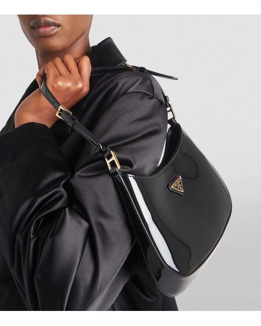 Prada Black Patent Leather Cleo Shoulder Bag