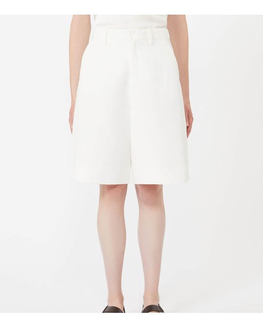 Max Mara White Cotton-Linen Sole Bermuda Shorts