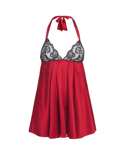 Gilda & Pearl Red Silk Muse Babydoll Slip Dress