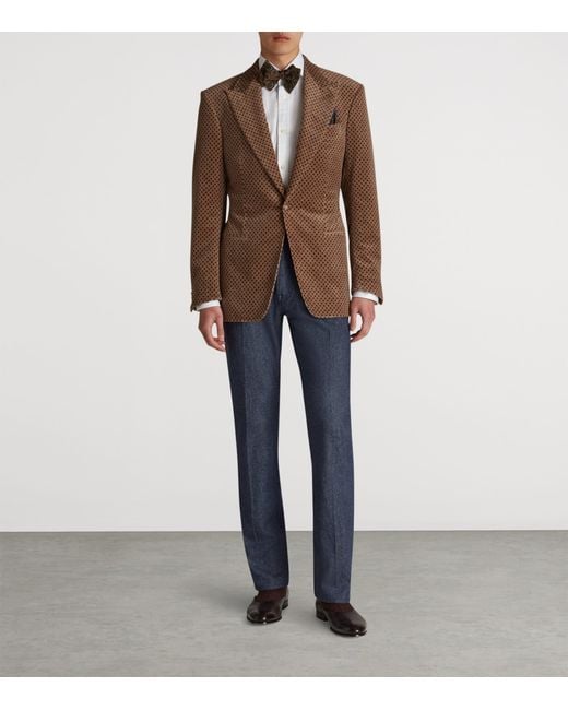 Dunhill Blue Wool-Blend Denim Trousers for men