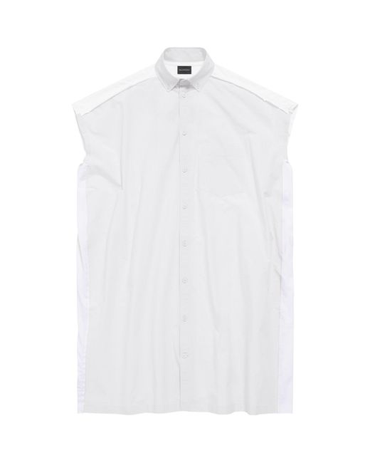 Balenciaga White Sleeveless Hybrid Shirt Dress