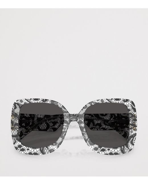 Dolce & Gabbana Gray Lace Print Square Sunglasses