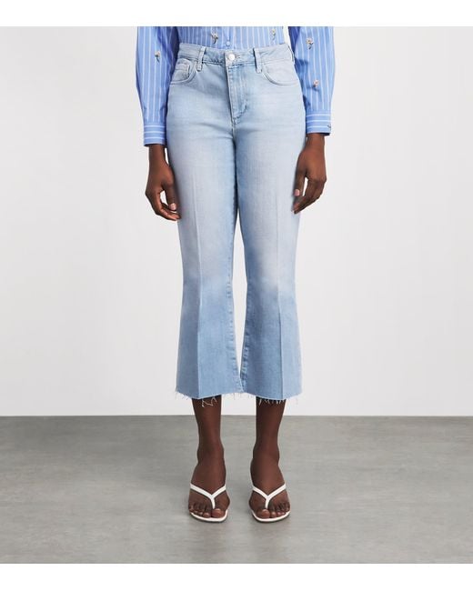 L'Agence Blue Cropped Kendra Flared Jeans