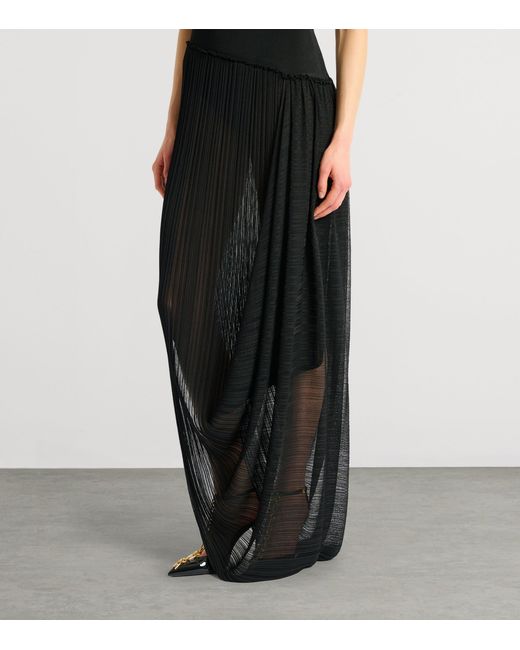 Balmain Black Long Draped Dress