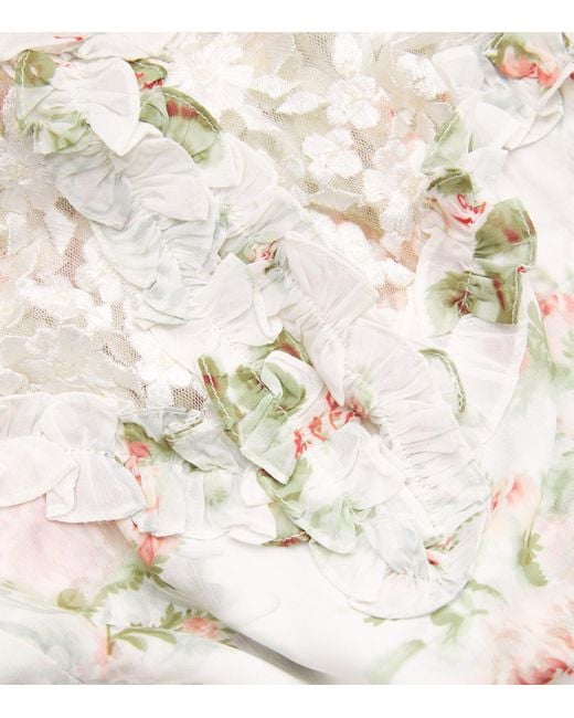 Needle & Thread Natural Chiffon Madame Rose Carla Maxi Dress