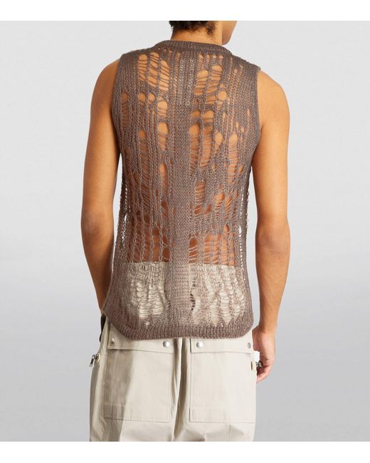 Rick Owens Gray Maglia Spider Sweater Vest for men