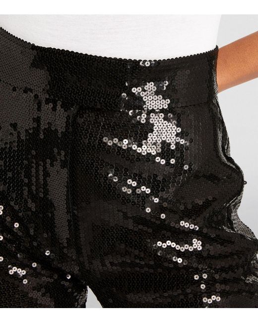 Alex Perry Black Sequinned Flared Trousers
