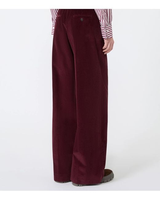 Weekend by Maxmara Red Cotton Corduroy Wide-Leg Trousers