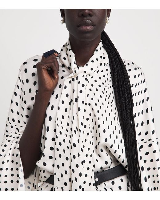 Stella McCartney White Satin Polka-Dot Blouse