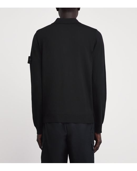 Stone Island Black Virgin Wool Ghost Polo Sweater for men