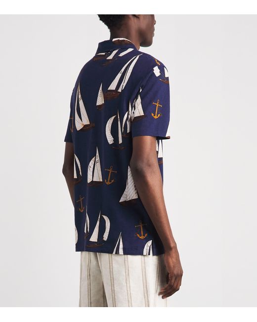 Polo Ralph Lauren Blue Linen-Cotton Sailboat Polo Shirt for men