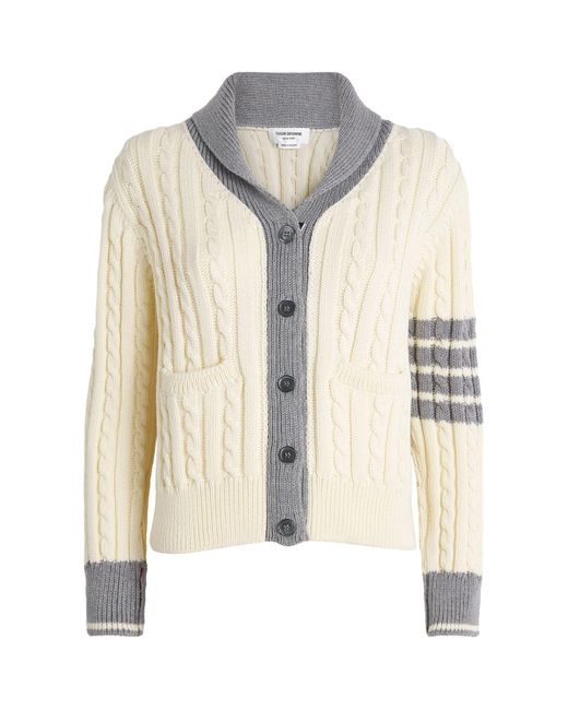 Thom Browne White Wool 4-Bar Cardigan