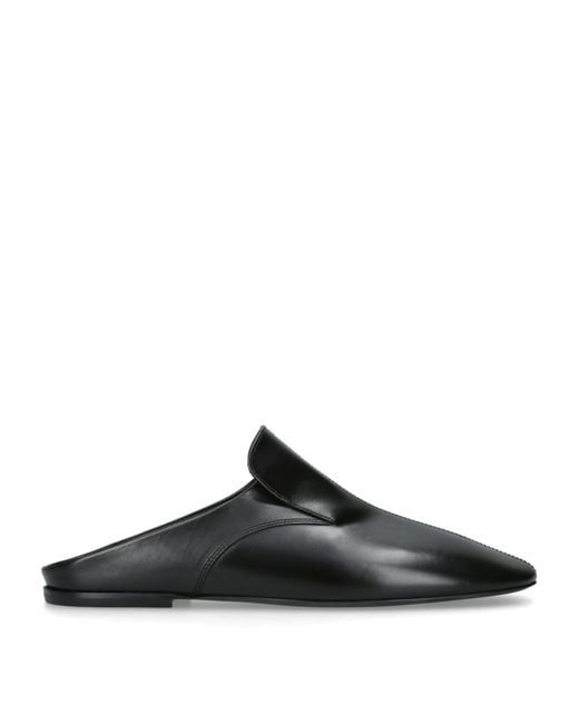 Dries Van Noten Black Leather Square-Toe Mules for men