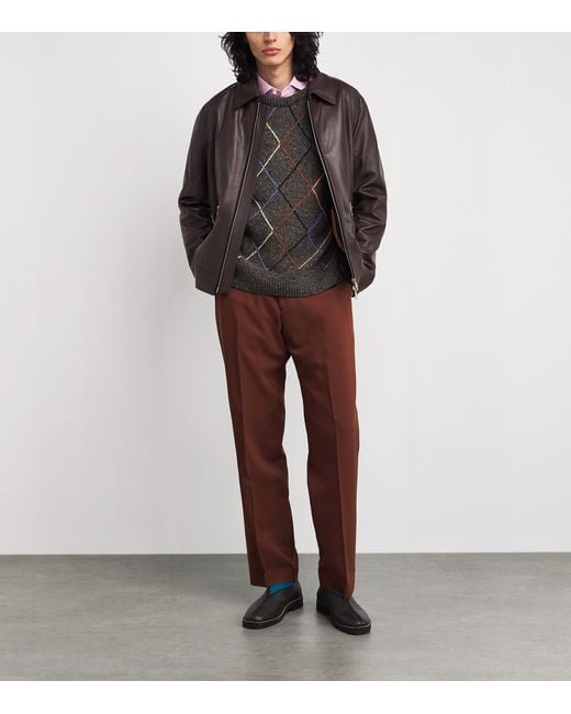 Paul Smith Brown Nappa Leather Jacket for men