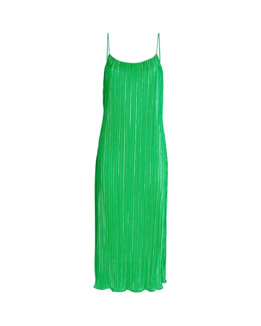 GOOD AMERICAN Denim Pleated Midi Dress in Green | Lyst UK
