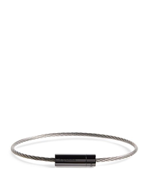 Le Gramme White Ceramic Cable Bangle for men