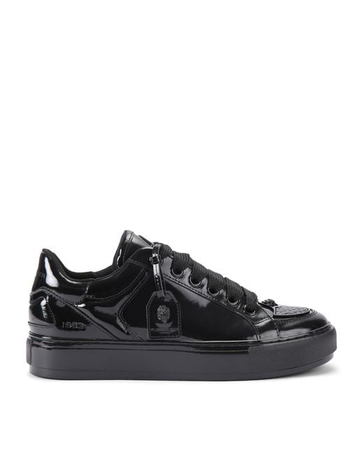 Kurt Geiger Black Patent Leather Southbank Tag Sneakers for men
