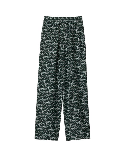 Burberry Green Silk Printed Trousers