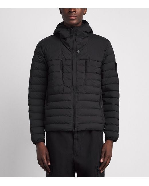 Stone Island Black Down Cordura Puffer Jacket for men