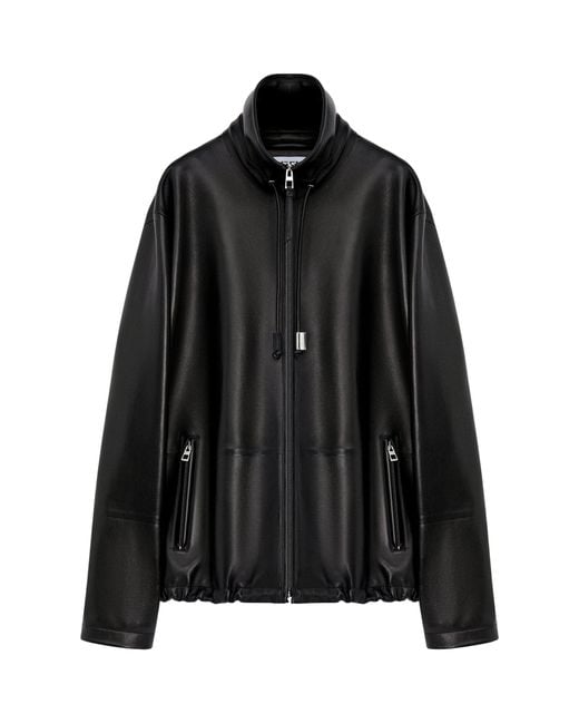 Loewe Black Leather Track Jacket for men