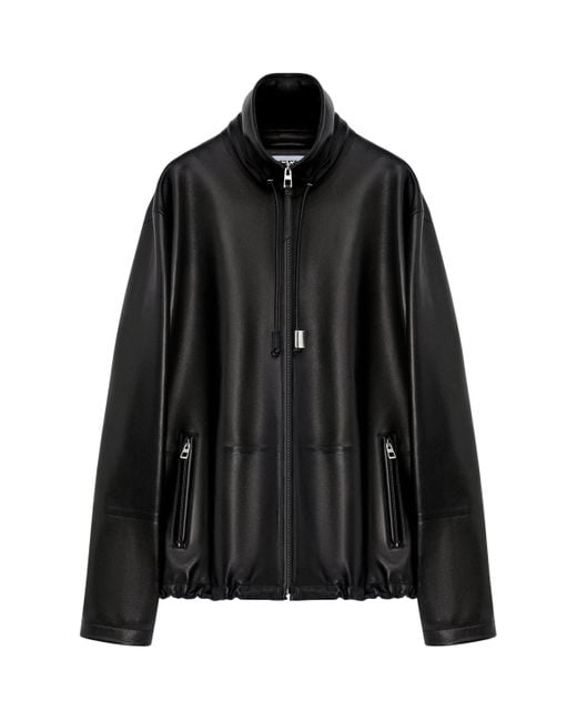Loewe Black Leather Track Jacket for men