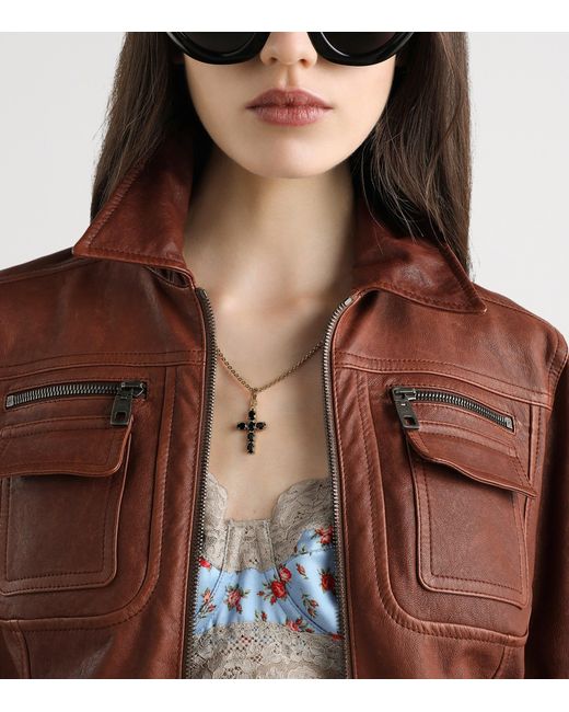 Dolce & Gabbana Brown Leather Jacket