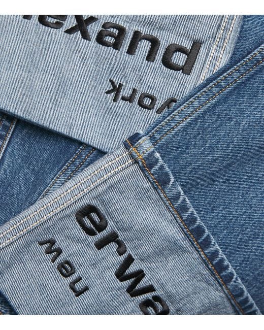 Alexander Wang Blue Logo Embroidered Mid-Rise Jeans